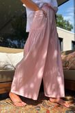 Rustic Nature Linen Blend Pocket Pleat Wide Leg Washed Sugar